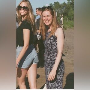 90s vintage navy floral dress